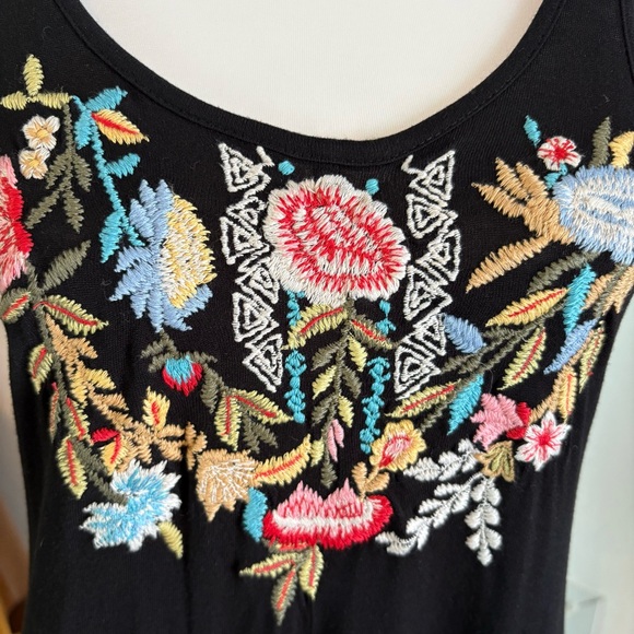 Anthropologie CAITE JULES Black Knit Embroidered Maxi High Low Dress! NEW! Sm - Picture 3 of 11